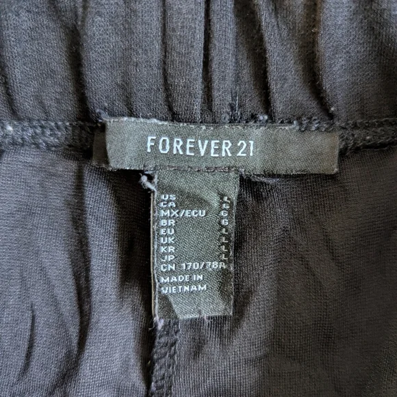 🌈Forever 21 Y2K Flare Slit Leg Stretch Leggings Black Size L - Picture 5 of 9